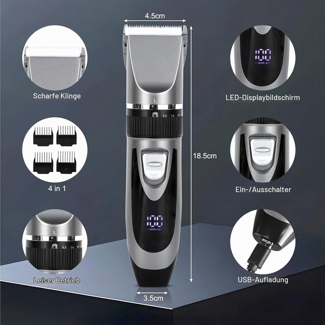 Cozary Haarschneidemaschine, Barttrimmer Herren Profi, Bartschneider Herren, USB aufladen mit LED-An