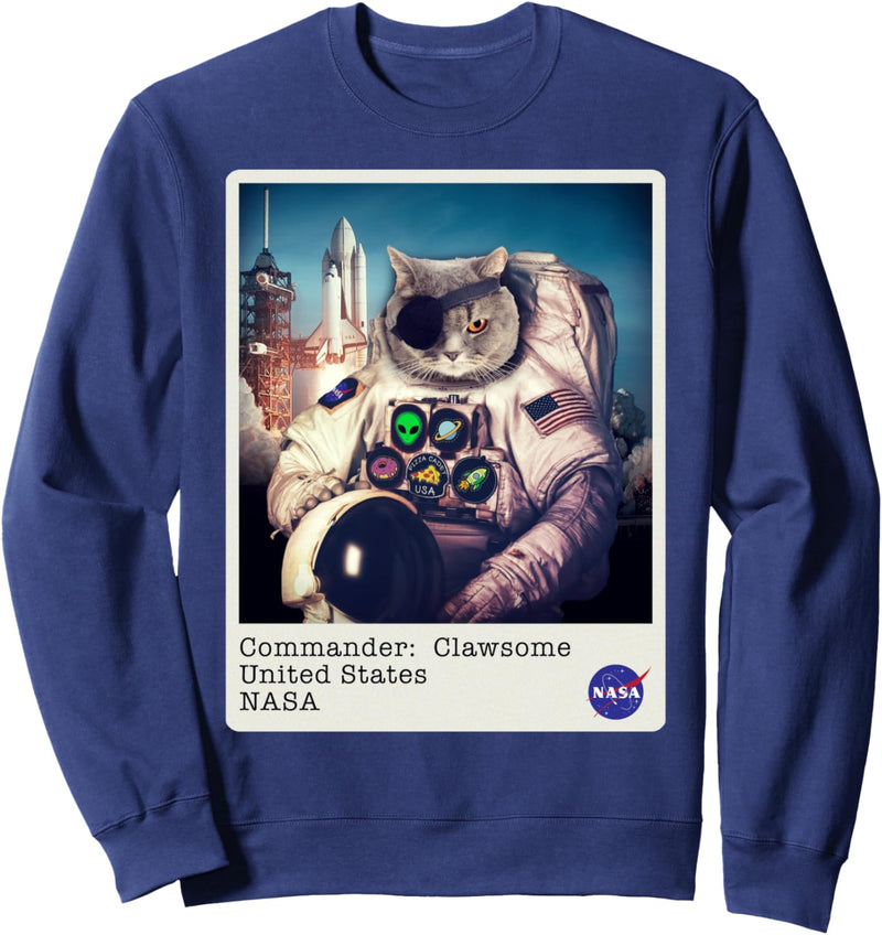 NASA Commander Clawsome Cat Eyepatch Sweatshirt