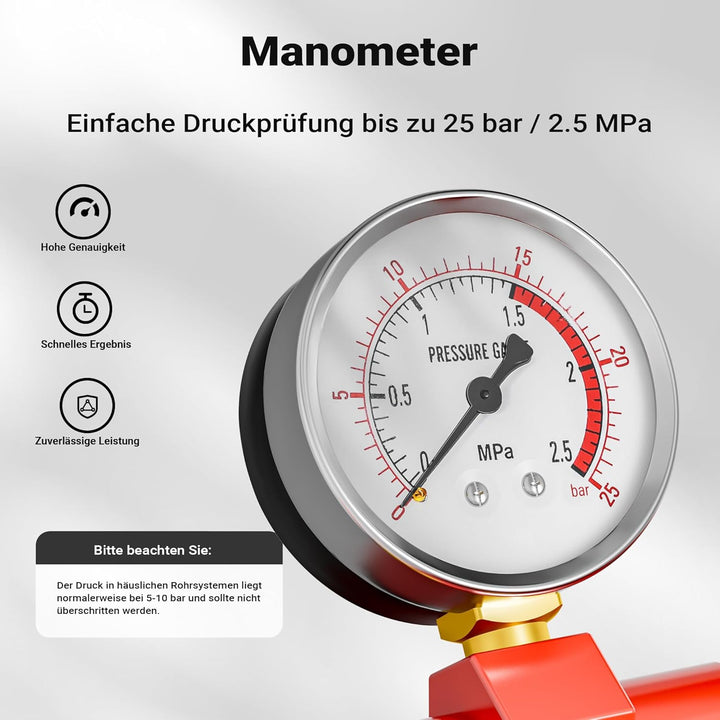 Wiltec Befüllpumpe und Prüfpume für Heizung und Solar mit 25bar Prüfdruck