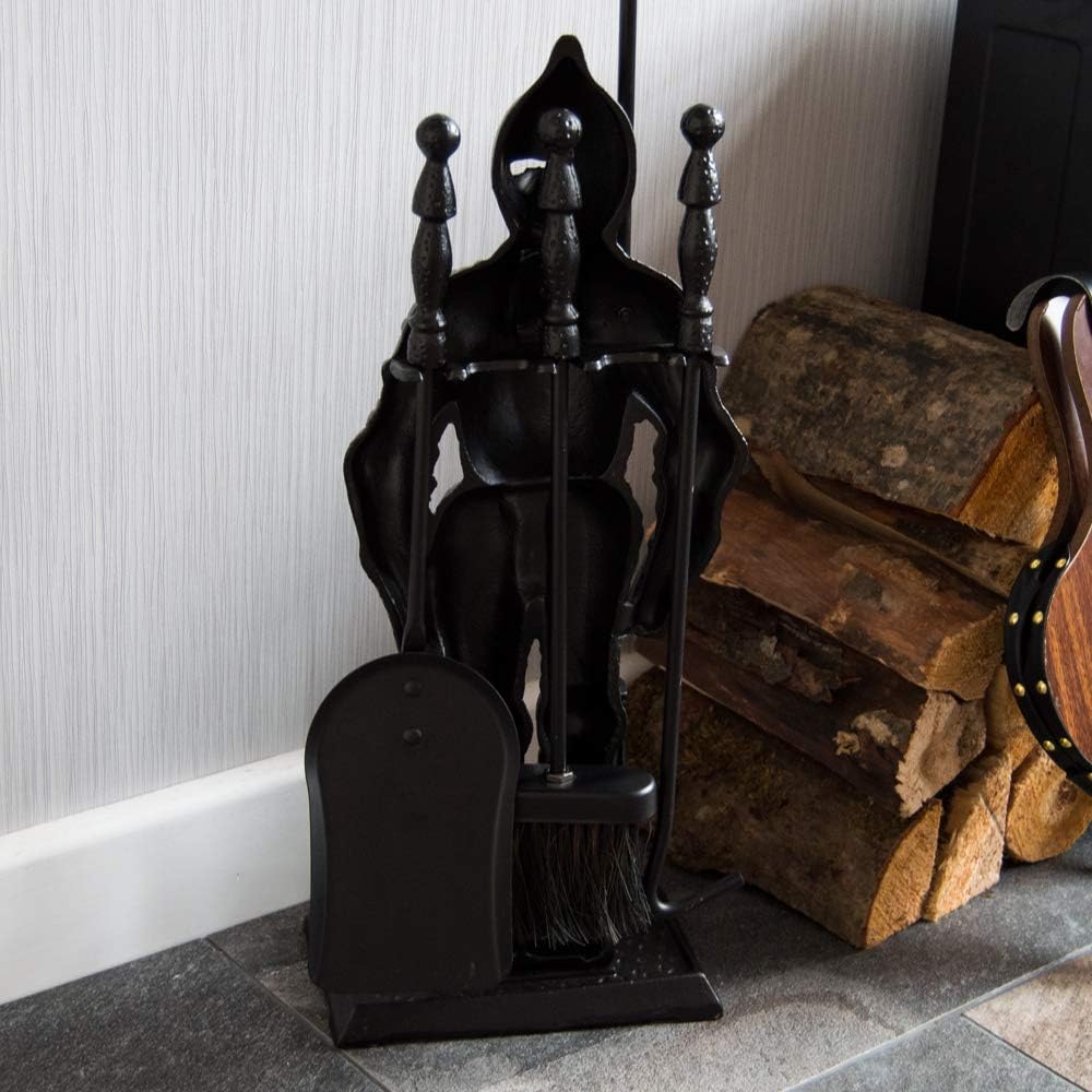Fire Vida-Ritter-Soldat Kamin-Begleiterset, Metall, Stück von 5Schwarz, 79.0x10.0x15.0
