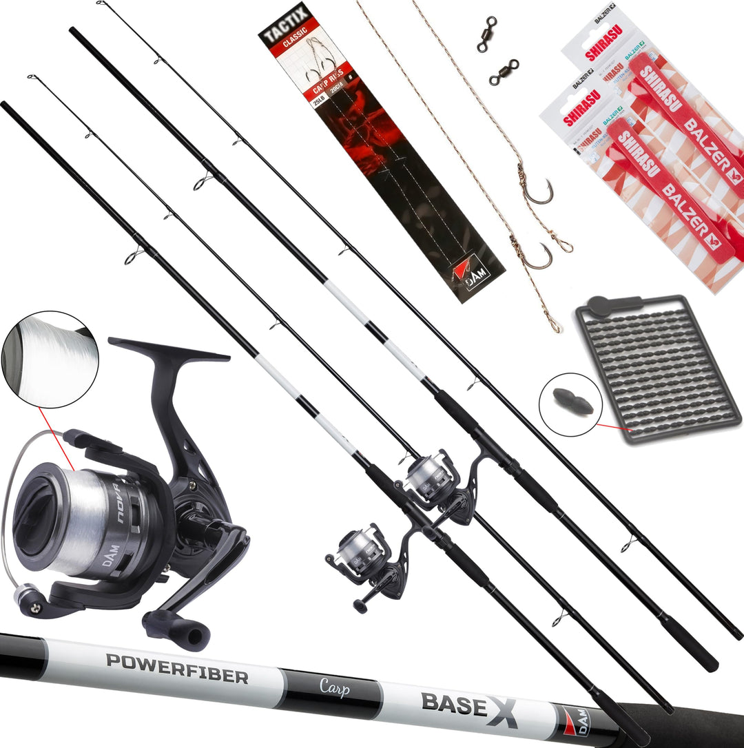 D-A-M Karpfen Set komplett Carp-X - Angelset 2 Karpfenruten + 2 Rollen 3,00 m
