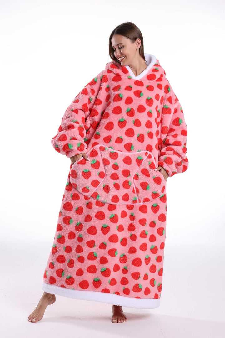 Lange Hoodie Decke mit Ärmeln für Damen & Erwachsene - Kuscheldecke mit Ärmeln - Weiche & Warme Deck