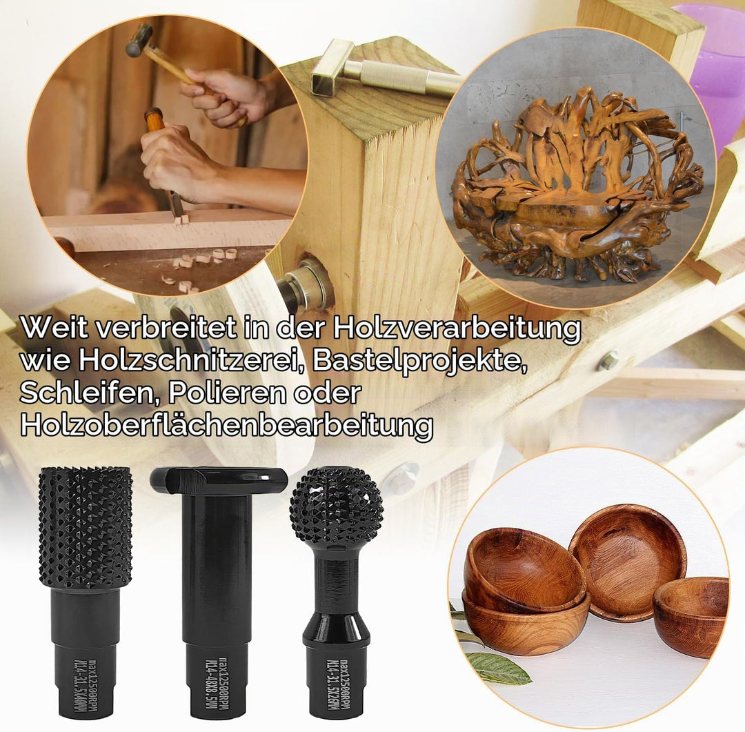 3 Stücke Kugelfräser Holz Schnitzen Set, Lochöffner, Kugelschleifkopf und Nutöffner, Lang 85mm Holz