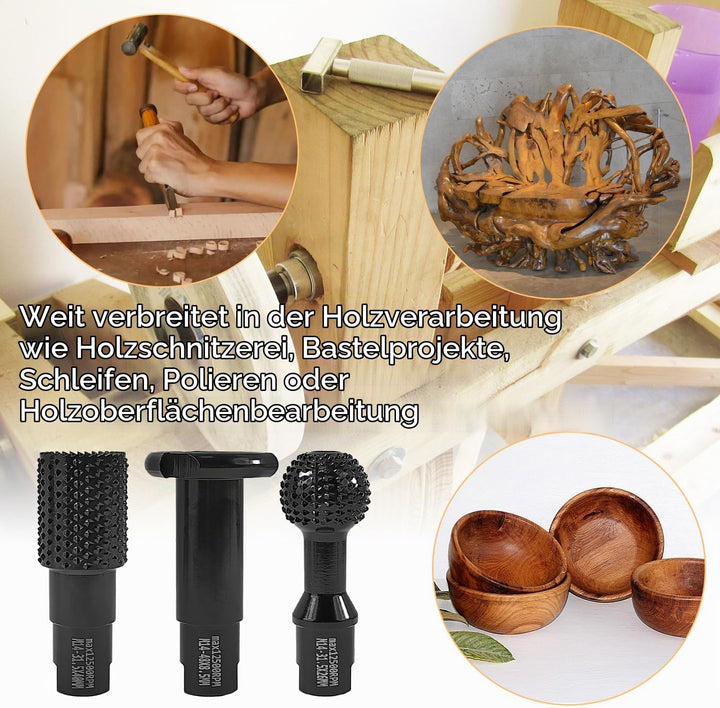 3 Stücke Kugelfräser Holz Schnitzen Set, Lochöffner, Kugelschleifkopf und Nutöffner, Lang 85mm Holz