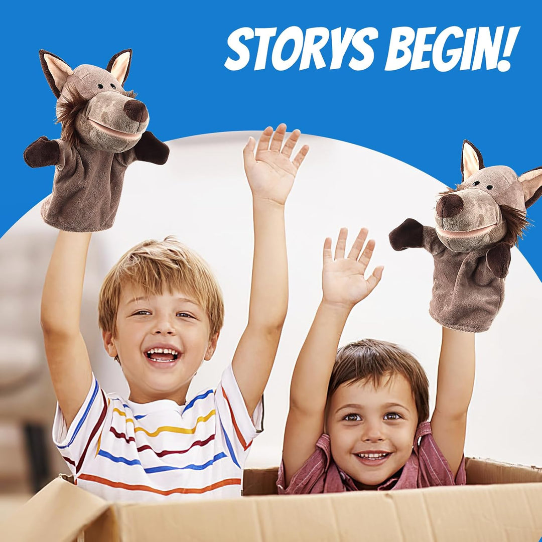 ACTOYS Handpuppe Wolf, Handpuppen für Erwachsene Hände, für Geschenke, Puppentheater (Grauer Wolf),