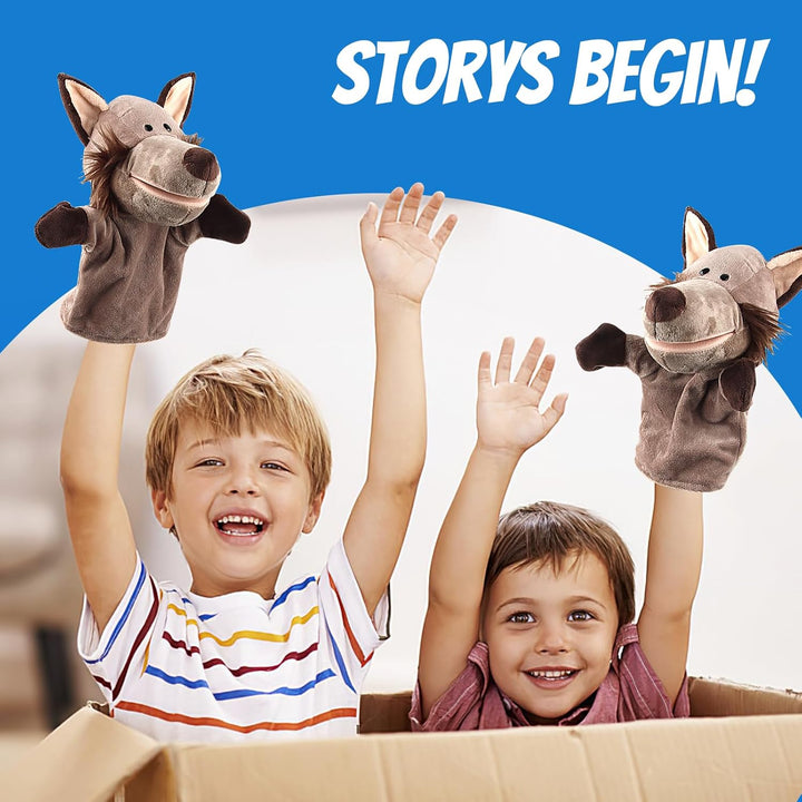 ACTOYS Handpuppe Wolf, Handpuppen für Erwachsene Hände, für Geschenke, Puppentheater (Grauer Wolf),