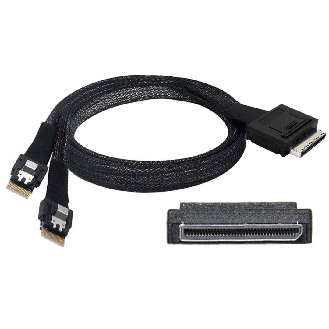 chenyang CY SFF-8611 auf SFF-8654 Kabel,OCuLink PCIe PCI-Express SFF-8611 8x 8-Lane auf 2 SFF-8654 S