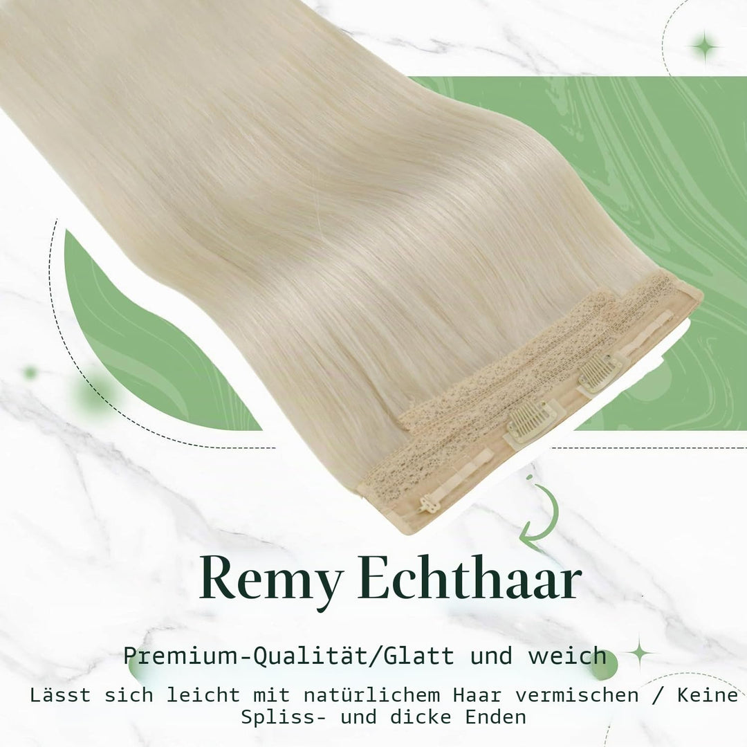 RUNATURE Extenison Echthaar Draht Blond Unsichtbare Haarverlängerung Echthaar Mit Draht Blond Haar E