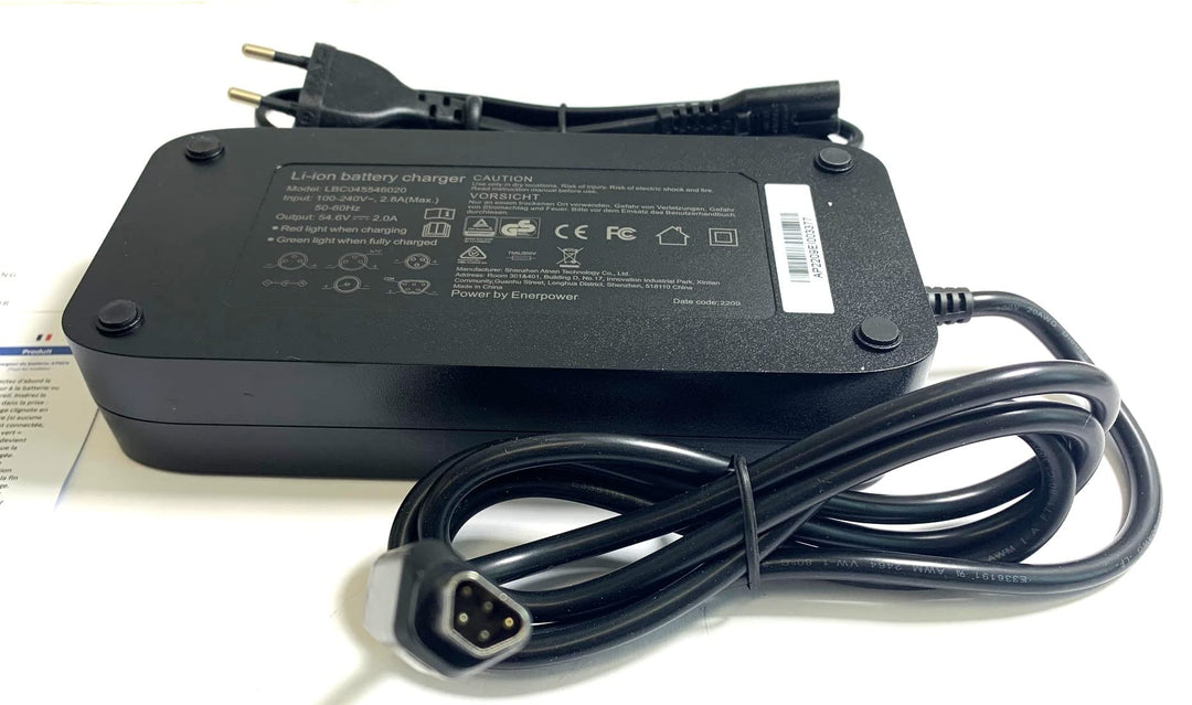 Enerpower Ladegerät 54,6V 2A 110 Watt 5-Pins Trapez für Fischer E-Bikes mit Akku Joycube SF-06S / RC