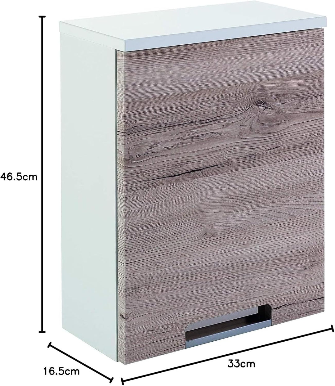 Schildmeyer Rilana 130474 Hängeschrank, weiss Glanz/Eiche Sanremo Dekor, 46,5 x 33 x 16,5 cm Weiss G