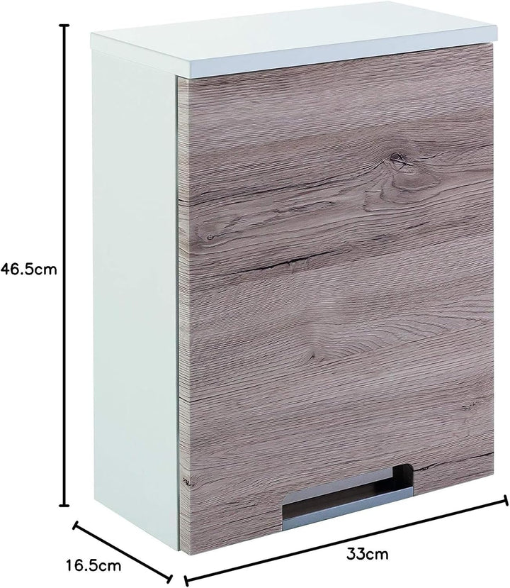 Schildmeyer Rilana 130474 Hängeschrank, weiss Glanz/Eiche Sanremo Dekor, 46,5 x 33 x 16,5 cm Weiss G