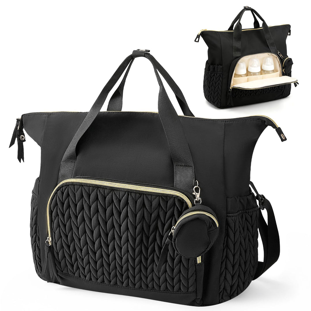 Wickeltasche mit Schnullertasche und Wickelunterlage, Baby Wickeltasche Gross mit Isoliertasche und