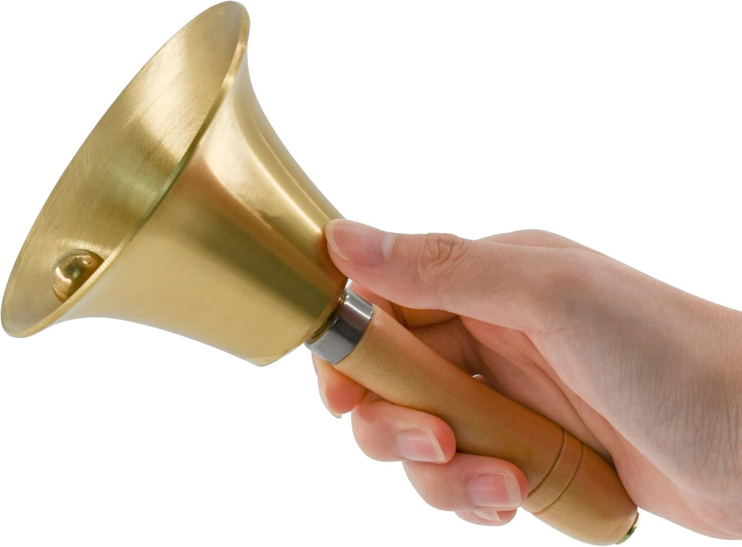 MrMrKura Superlaute Handglocke aus massivem Messing mit Holzgriff für Kirche, Hotel, Schule, Gottesd