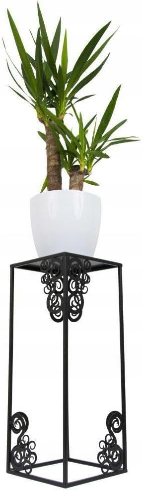 Blumenständer Metall 60 x 24 cm - Solider Blumenhocker mit Ornamenten - Schwarz Pflanzenständer für