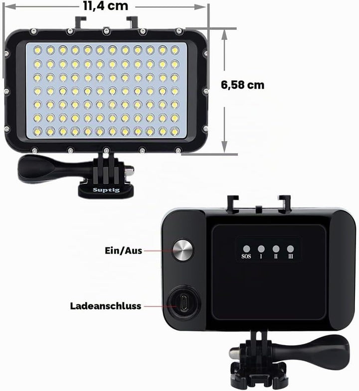 Suptig Unterwasserlichter Tauchlicht 84 LED High Power Dimmbar Wasserdichtes LED-Videolicht Wasserdi