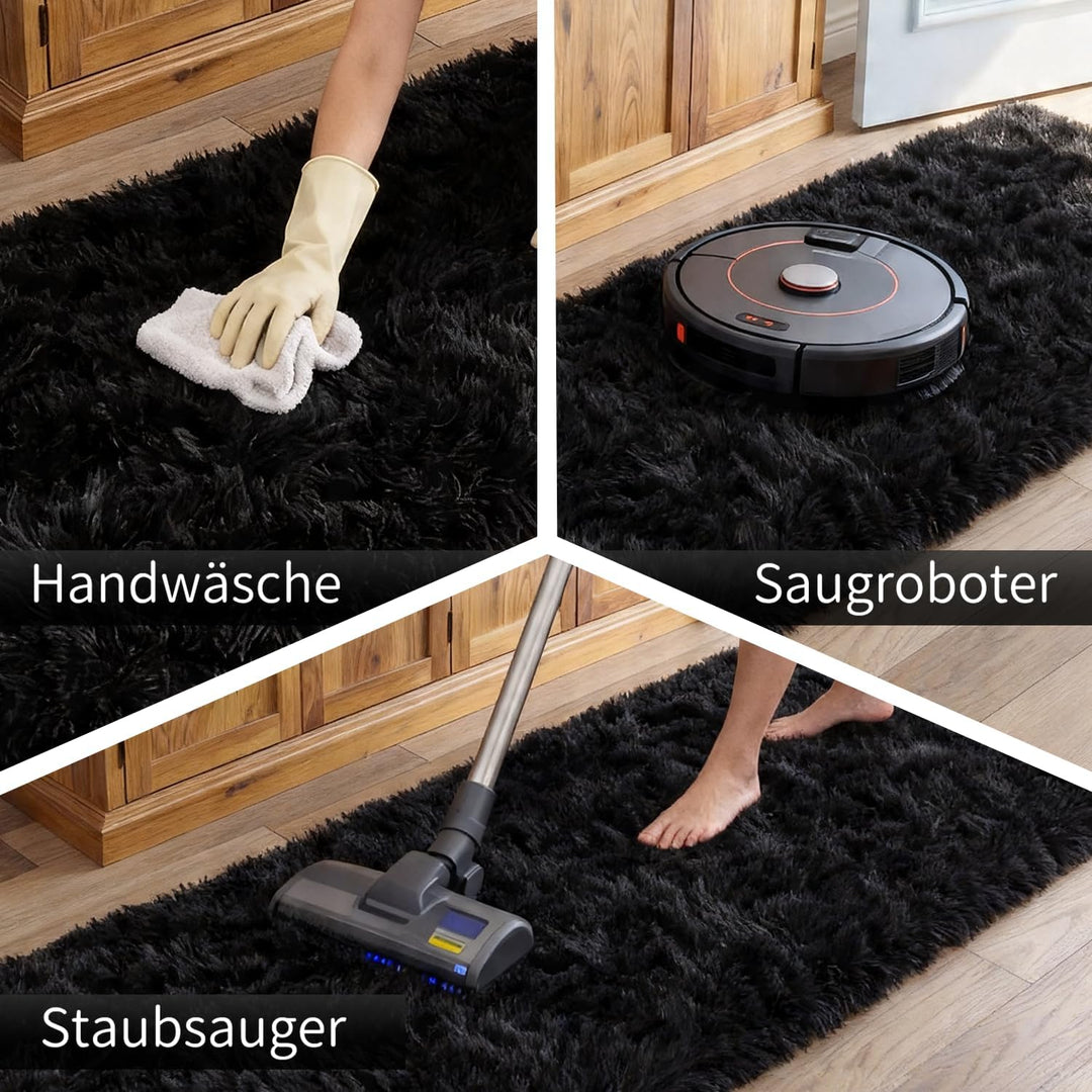 VOFUSHON Wohnzimmer Hochflor Teppich,Shaggy Flur Läufer Teppich Modern Flauschiger Weich Teppich Gro