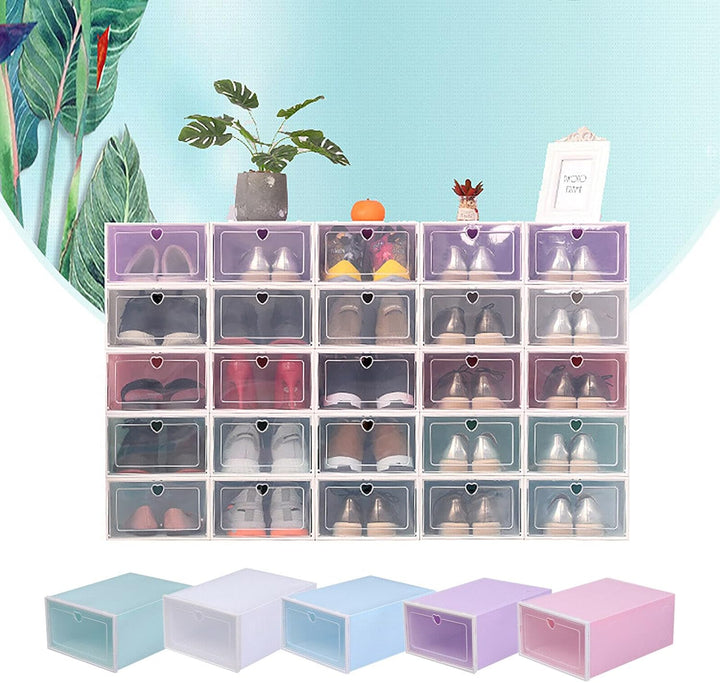 Esyogen 20 Set Schuhbox Set Schuhkarton Schuhkasten Aufbewahrung stapelbar Set Transparent Schuhkart
