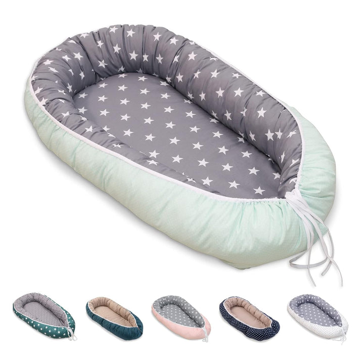 ULLENBOOM ® Babynest & Kuschelnest (55x95 cm) Blau Hellblau (Made in EU) - Baby Nestchen aus Baumwol