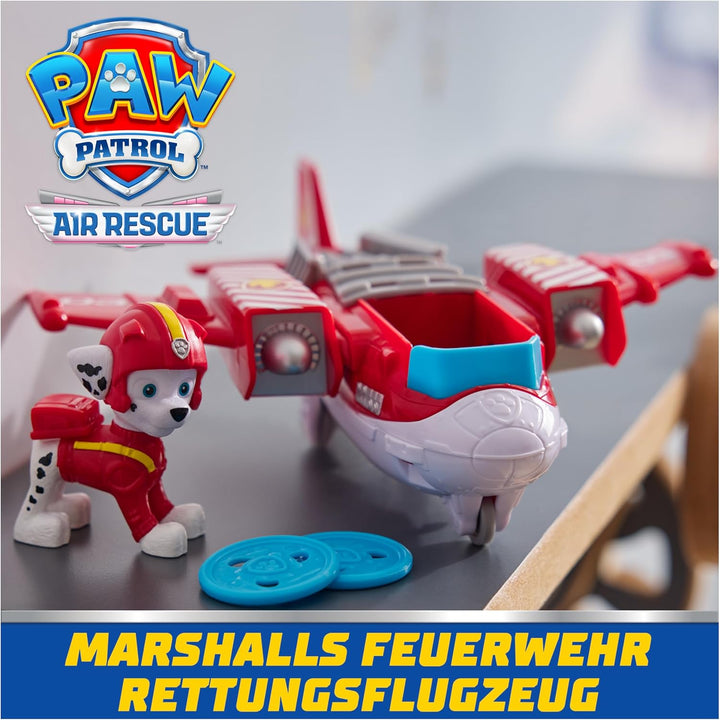 PAW PATROL Air Rescue - Marshalls Feuerwehrflugzeug mit Geschoss-Abwurf und Marshall Spielfigur (Bas