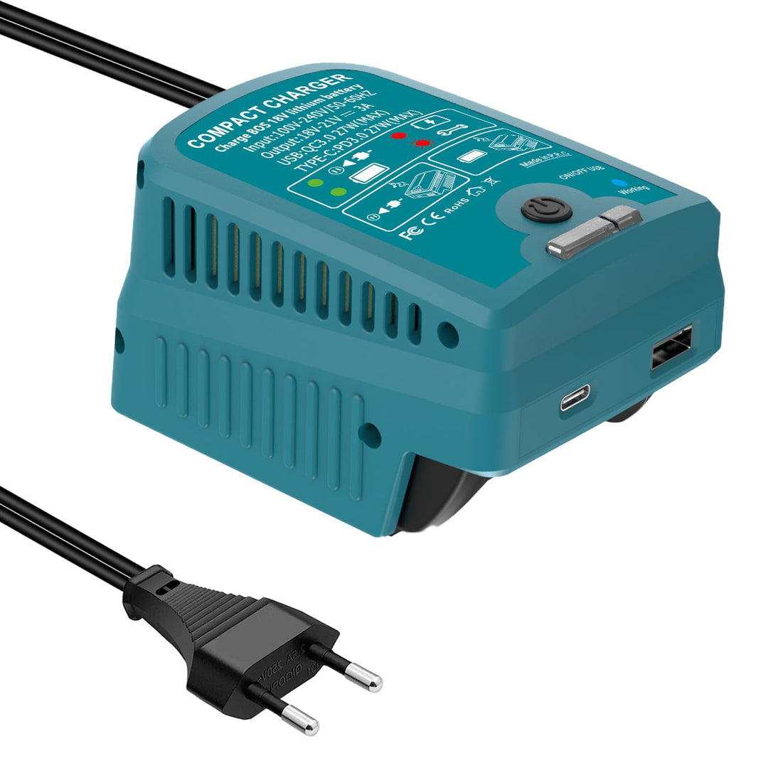 Schnellladegerät für Bosch 18V PBA Gome und Garten Ladegerät,mit USB & Type-C Output,Eingang 220V, A