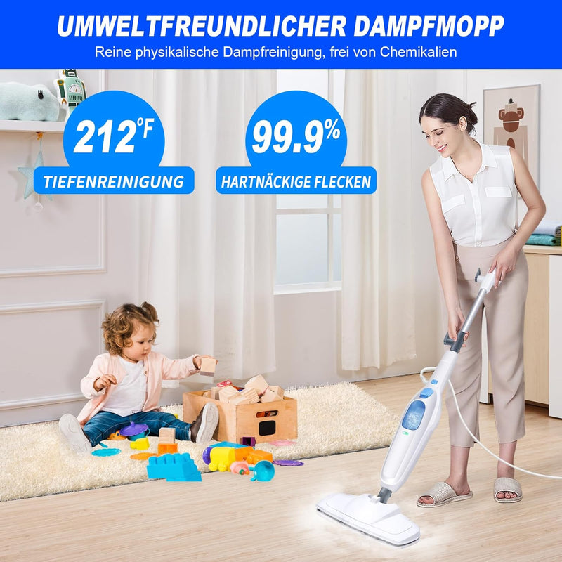 Dampfmop Dampfreiniger für die Bodenreinigung, elektrische Mop Boden Mop nass trocken Staub flach Re