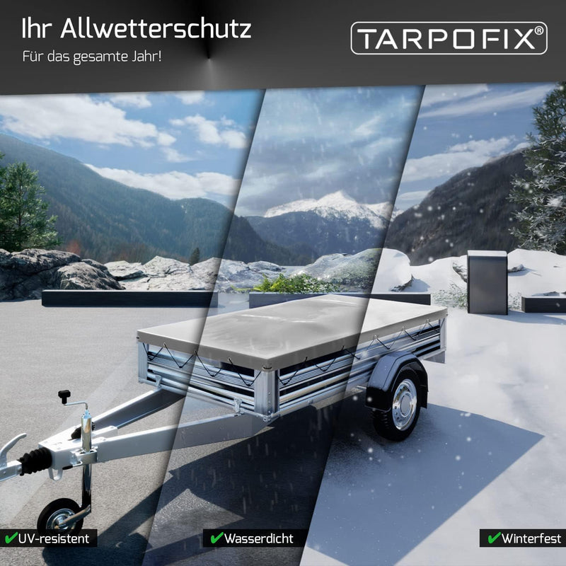 Tarpofix® Anhängerplane Flachplane 140x105x7,5 cm inkl. Planenseil - ECHTES PVC PLANENMATERIAL - Ran