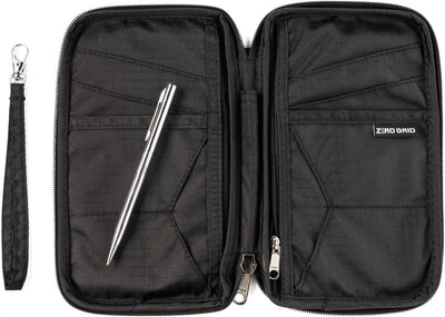 Reisepass Tasche Familien Reiseorganizer mit RFID Abschirmung - Reisedokumententasche Familie Schwar