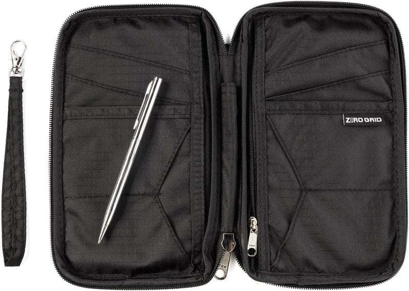 Reisepass Tasche Familien Reiseorganizer mit RFID Abschirmung - Reisedokumententasche Familie Schwar