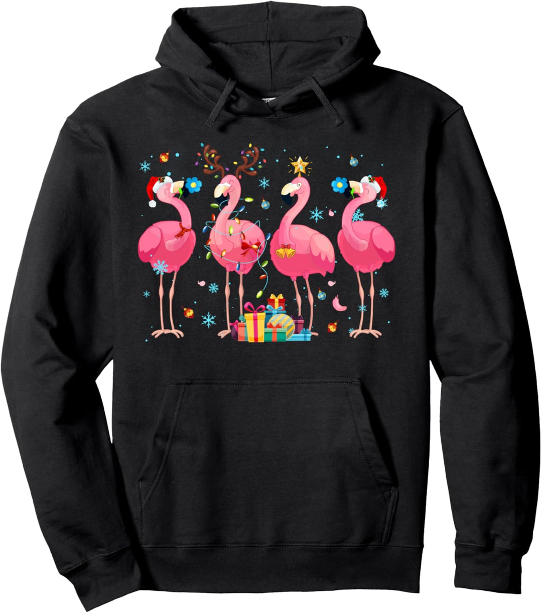 Flamingo Weihnachtsmann Rentier Weihnachten Christmas Pullover Hoodie
