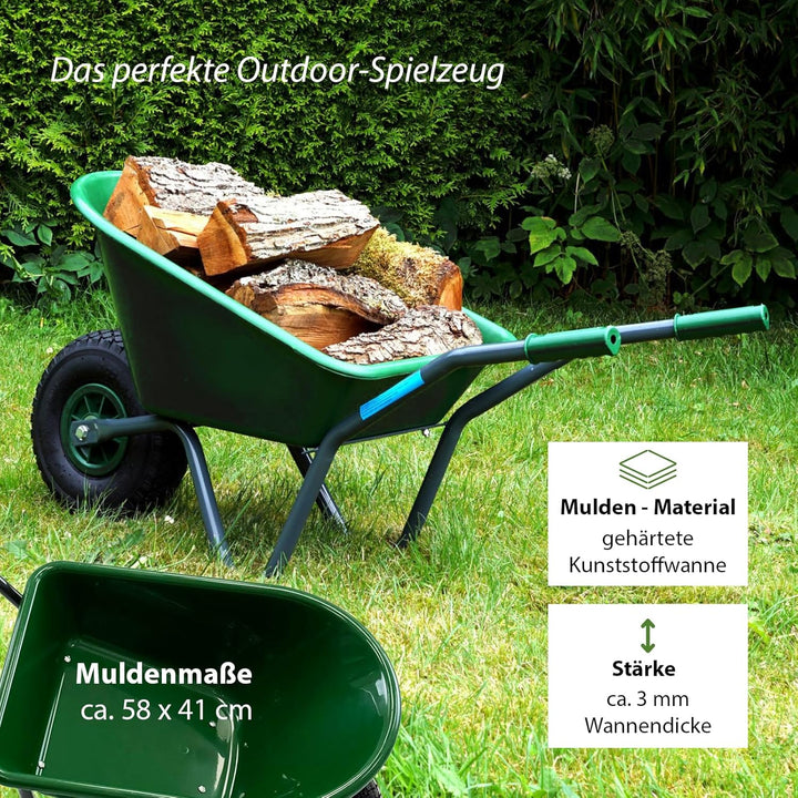 TRUTZHOLM Kinderschubkarre Uni 3,6 kg 40 kg Traglast Stahl Kunststoff grün Vollgummirad Schiebkarre