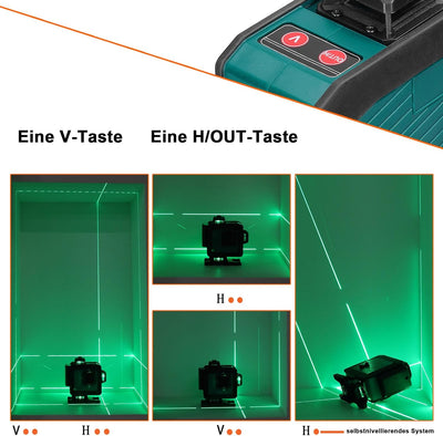 Kreuzlinienlaser mit Stativ Hancaner 4x360° 16 Linien-Linienlaser 3 ° kreuzlinienlaser selbstnivelli