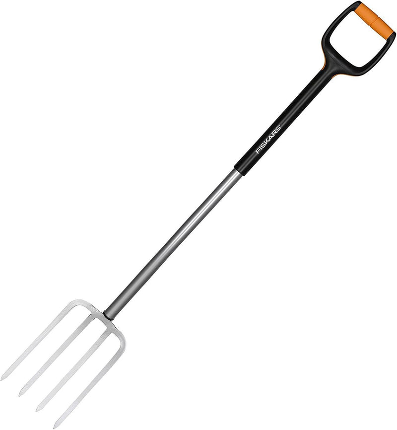 Fiskars Spatengabel für harte, steinige Böden, Mit 4 Zinken, Länge: 120 cm, Qualitätsstahl-Zinken/Gl