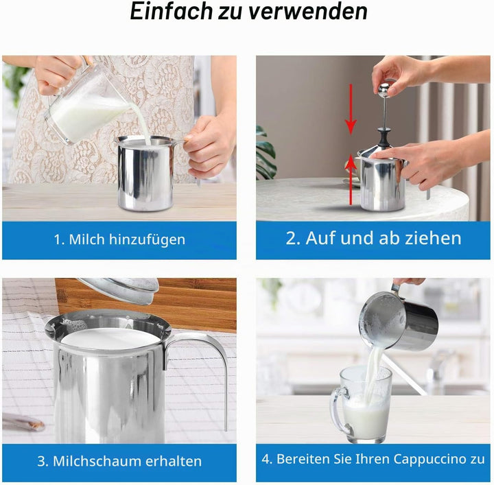 400ML Manuelle Milchaufschäumer Edelstahl Milchaufschäumer Doppel mesh Schaumbecher Schaumstoff Sahn