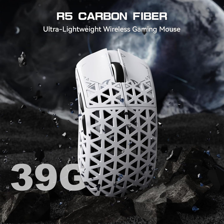 ATTACK SHARK R5 Ultra Carbonfaser HyperSpeed Kabellose Gaming-Maus, 39g ultraleichte Maus, 2,4G/BT/U