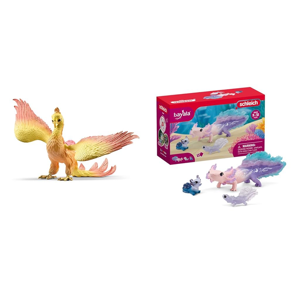SCHLEICH BAYALA 70760 Phoenix Mythische Fantasy Actionfigur & BAYALA 42628 Axolotl Salamander Unterw