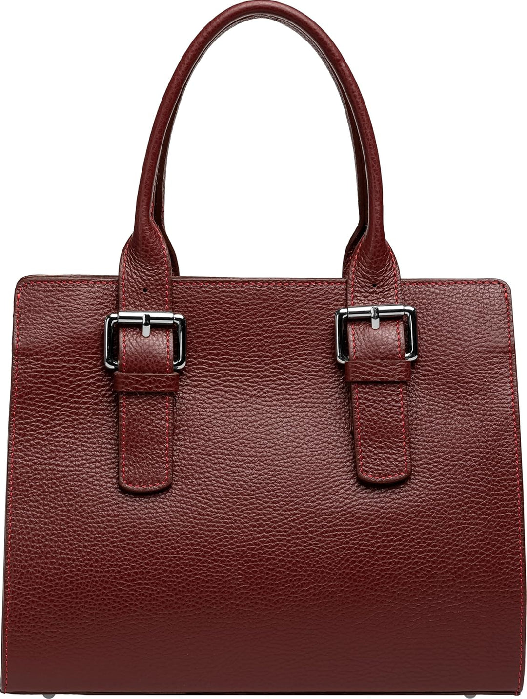 Caspar TL807 klassisch elegante Damen Leder Handtasche Einheitsgrösse Weinrot, Einheitsgrösse Weinro