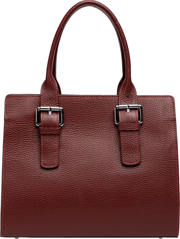 Caspar TL807 klassisch elegante Damen Leder Handtasche Einheitsgrösse Weinrot, Einheitsgrösse Weinro