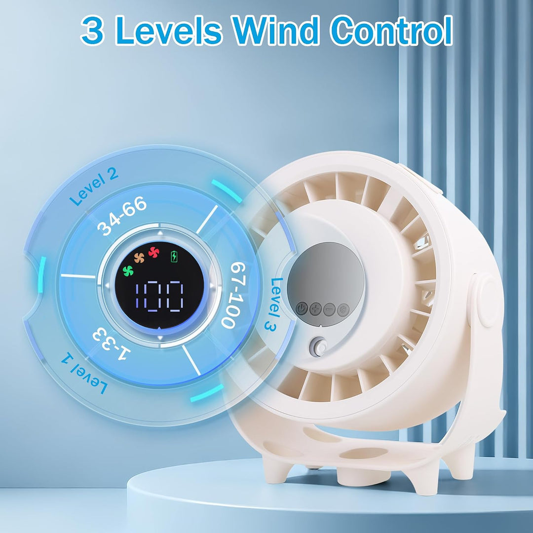 Kssvzz Tischventilator mit Nebelfunktion, Mini Ventilator Leiser über USB Aufladbar, 6000-mAh-Akku,