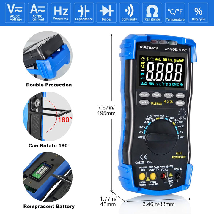 Multimeter Digital AP-770HC-APP 6000Counts Auto/Manueller Bereich Strommessgerät Multi Tester NCV St