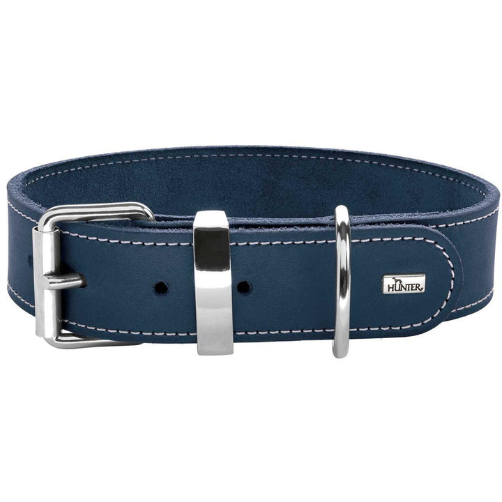 HUNTER AALBORG SPECIAL Hundehalsband, Leder, strapazierfähig, komfortabel, 50 (S-M), dunkelblau dunk