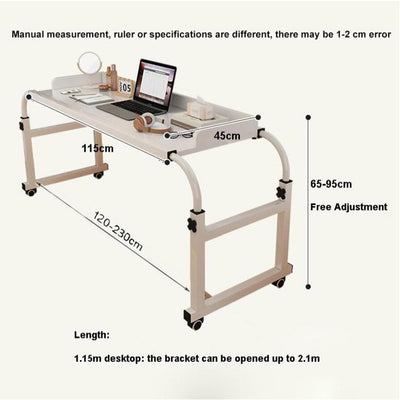 GJVBGA Überbetttisch Ausziehbarer Rollbarer Überbetttisch Mitrollenbetttisch Laptop-Betttisch Mobile