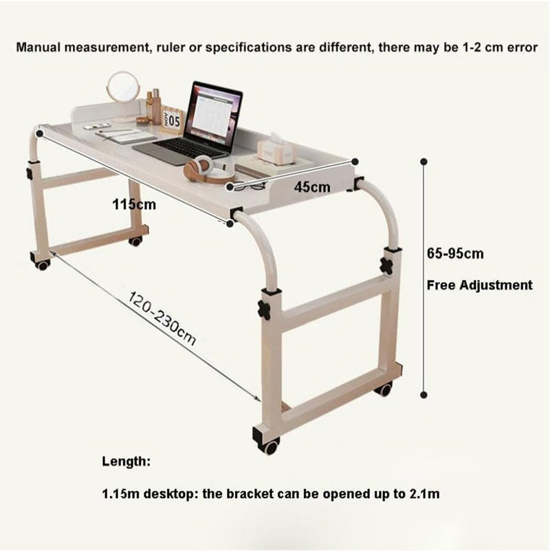 GJVBGA Überbetttisch Ausziehbarer Rollbarer Überbetttisch Mitrollenbetttisch Laptop-Betttisch Mobile