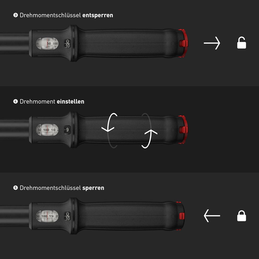 INBUS® 73967 Drehmomentschlüssel 1/2" (40–200 Nm, Links- & Rechtsanzug)