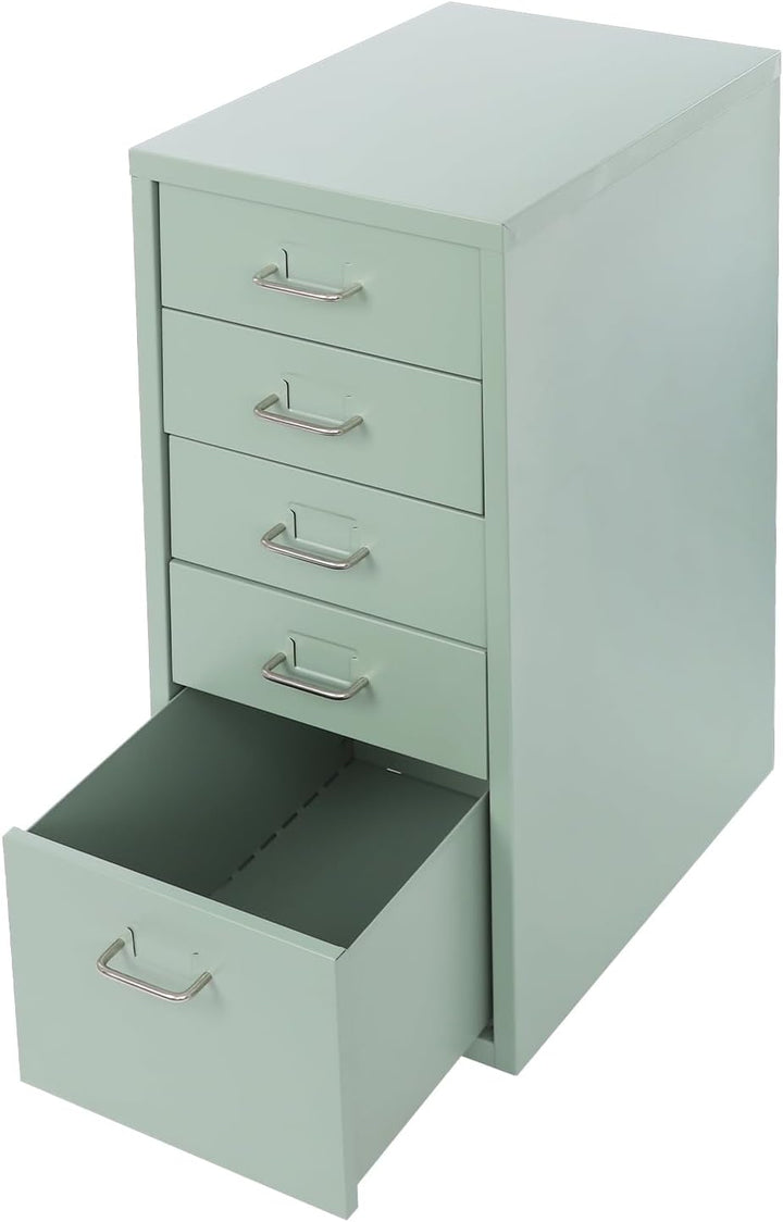 Schubladenschrank Rollcontainer mit 5 Schubladen, Aktenschrank Metall Büroschrank Rolladenschrank Sc