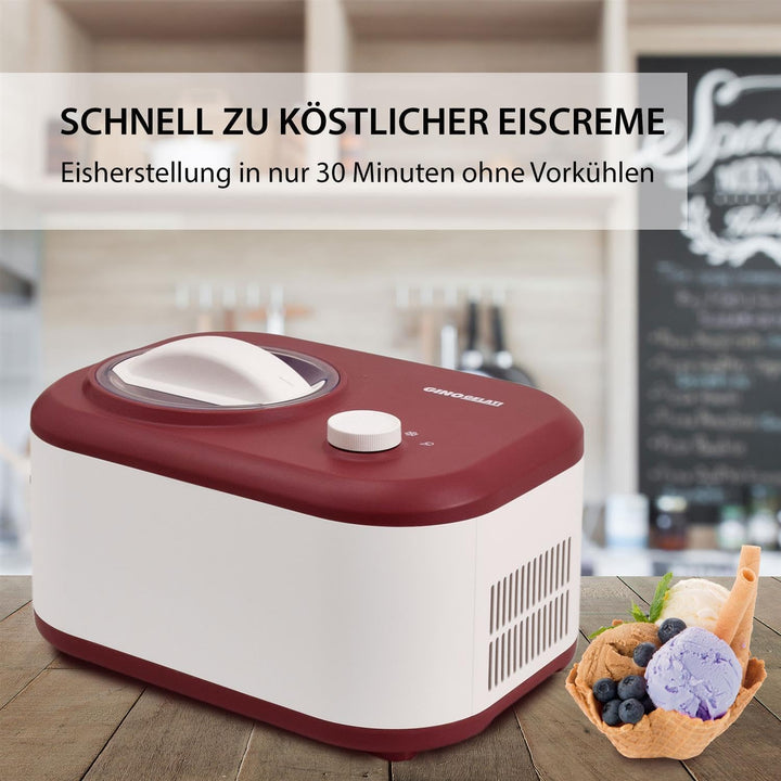 Gino Gelati Eismaschine mit Kompressor Polari Eiscreme Maschine Eisbereiter, 1 Liter, leichte Reinig
