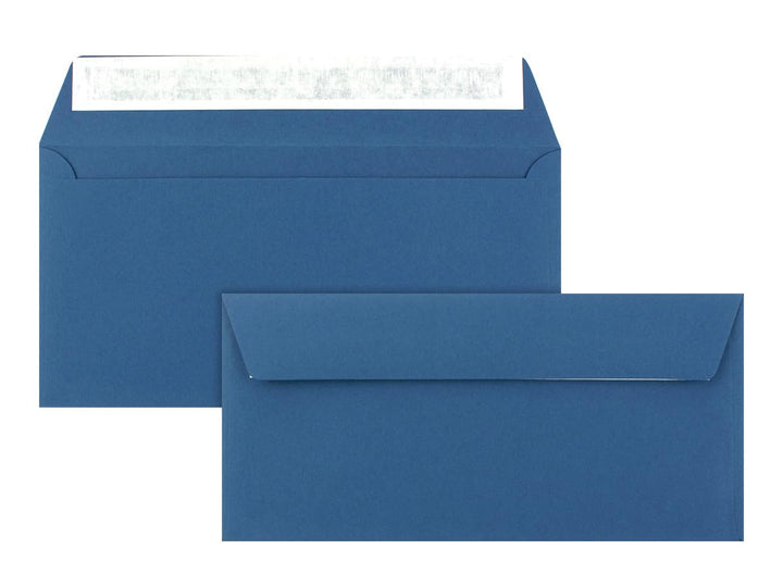 150 Brief-Umschläge DIN Lang - Royalblau/Königsblau - 110 g/m² - 11 x 22 cm - sehr formstabil - Haft