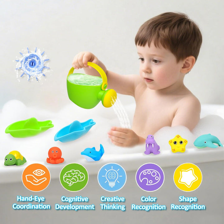 16 Stück Badespielzeug Baby ab 1 2 3 4 Jahre, Wasserspielzeug Kinder Badewanne Pool Spielzeug für Ba