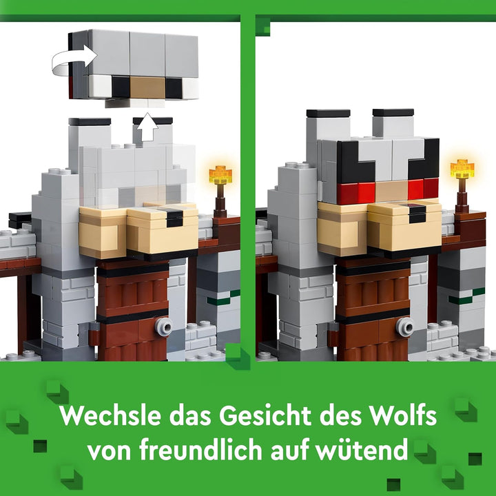 LEGO Minecraft Die Wolfsfestung, Action-Spielset mit Skeletten und Festung zum Erkunden, Geschenk fü