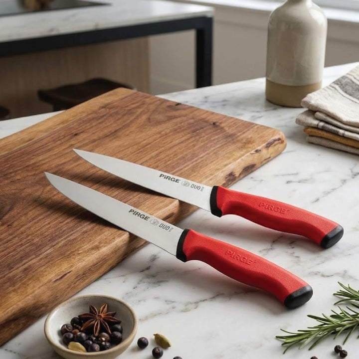 Pirge Duo Ausbeinmesser und Metzgermesser Set 2 TLG - 16,5 cm & 19 cm Set - Profi Messer Set - Schla