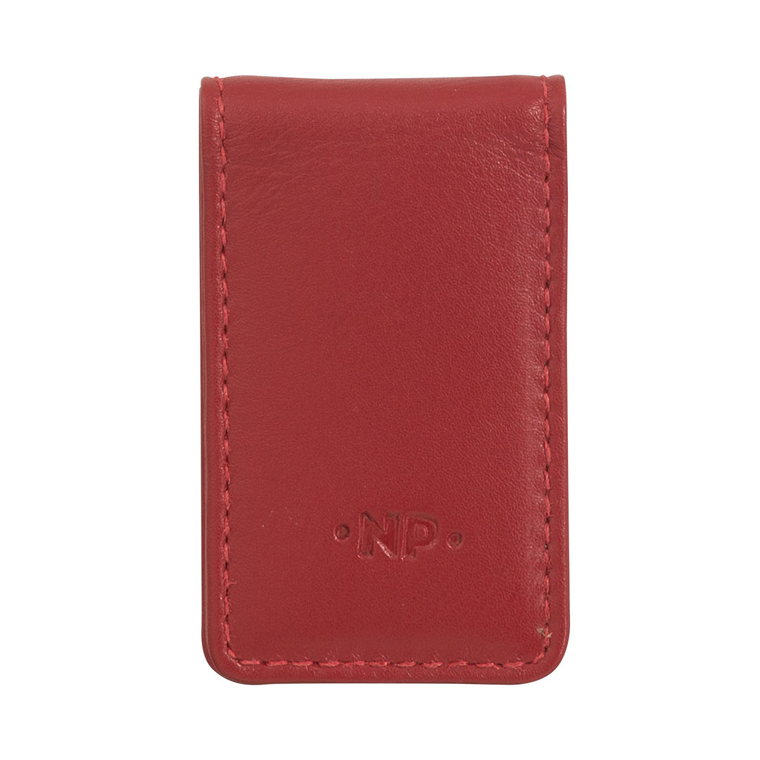 Nuvola Pelle Geldclip magnetisch aus echtem Nappaleder mit Magnet für Damen und Herren Rot, Rot